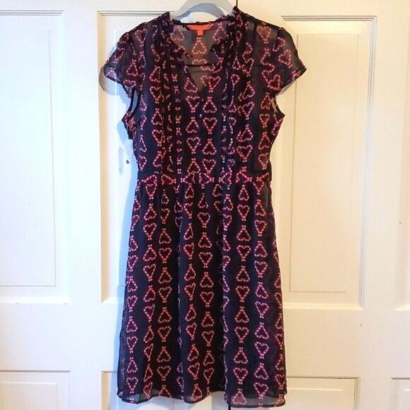 NW0T: Modcloth Heart Candy Cane Valentine Holiday Christmas Dress Medium - Picture 1 of 16
